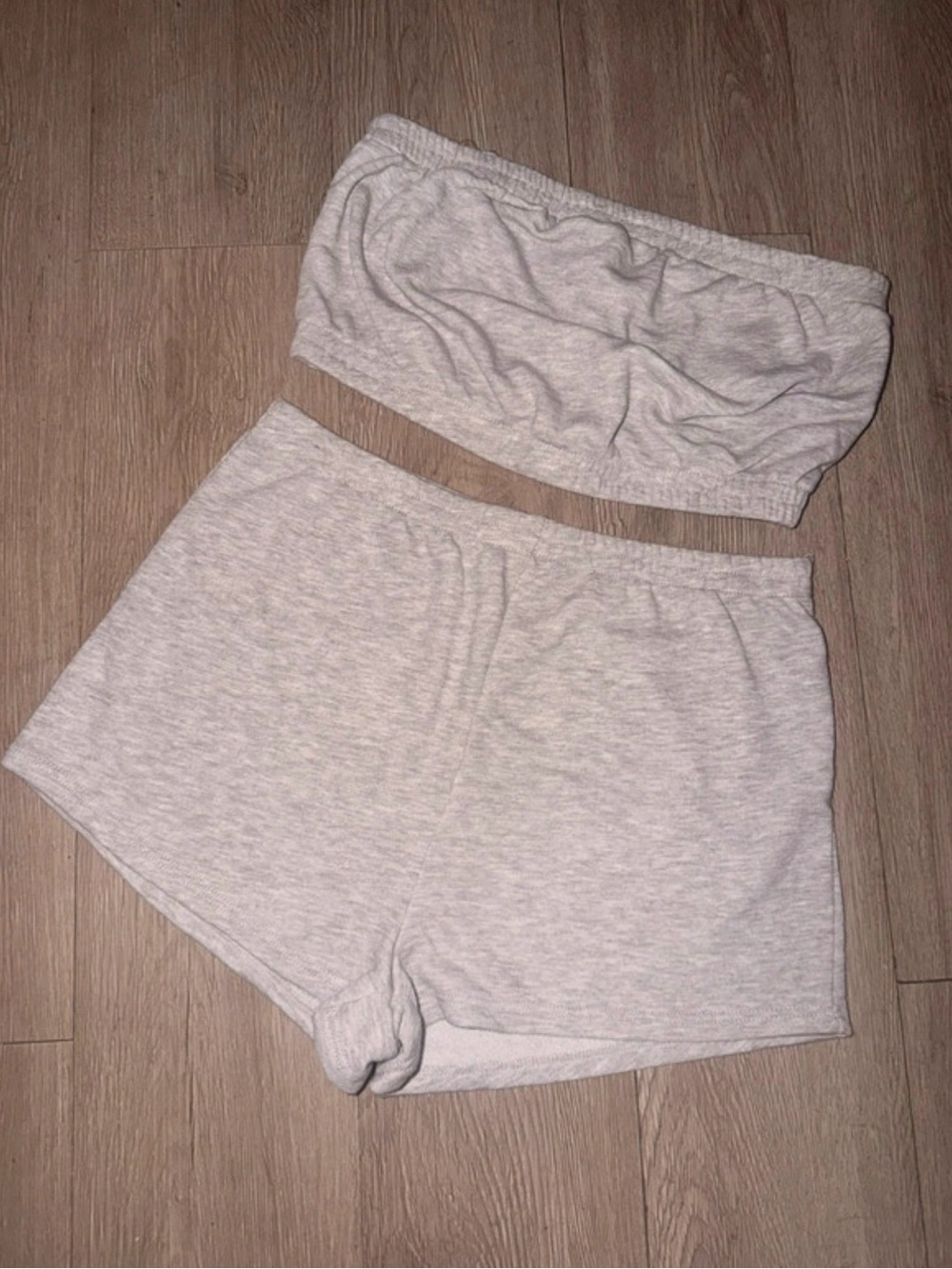 Bozzolo Light Heather Gray Strapless Tube Top & Lounge Shorts Set